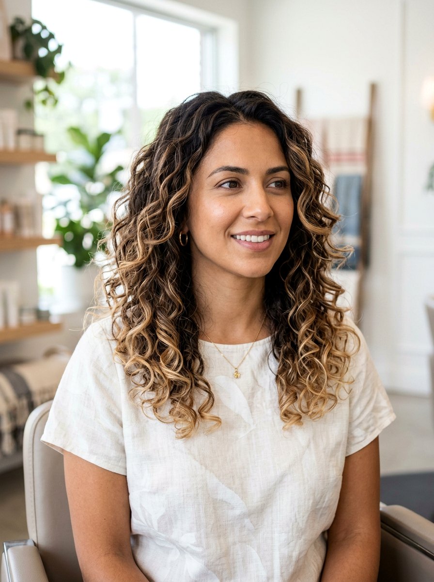 Shoulder Length Curly Layers With Balayage - 20 shoulder length curly layers haircut - 20 shoulder length curly layers haircut