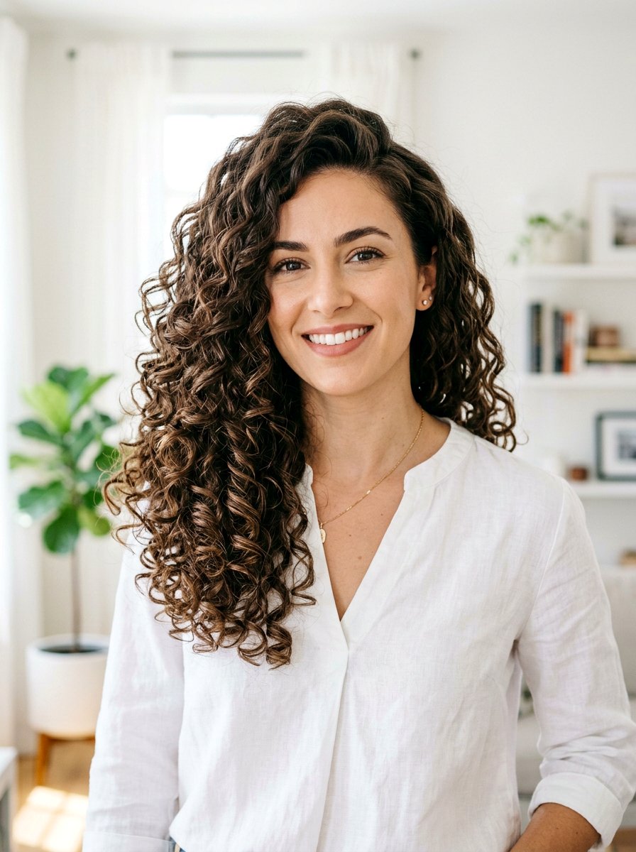 Shoulder Length Curly Layers With Side Part - 20 shoulder length curly layers haircut - 20 shoulder length curly layers haircut