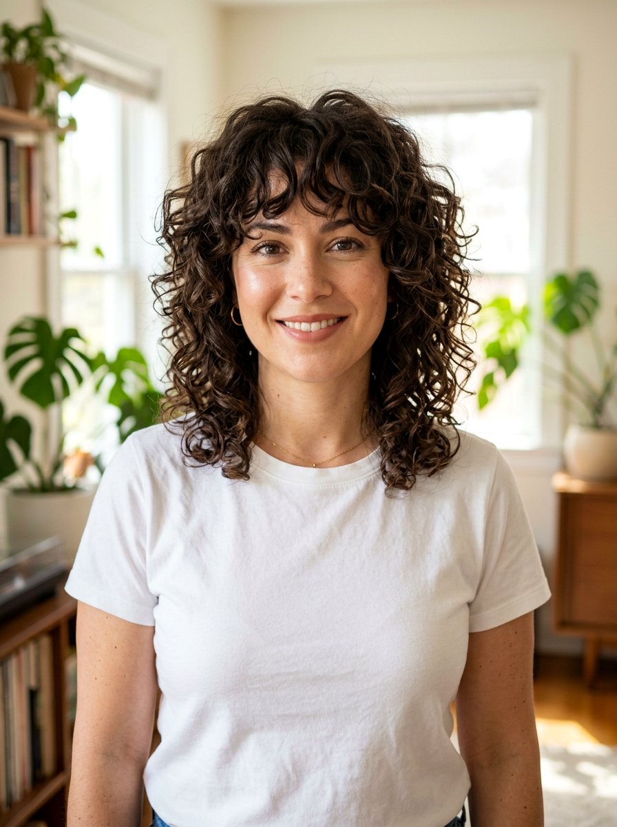 Shoulder Length Curly Shag For Round Face - 20 shoulder length curly shag haircut - 20 shoulder length curly shag haircut