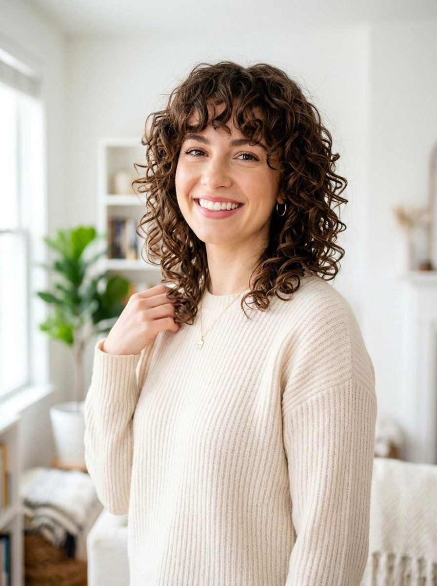 Shoulder Length Curly Shag With Bangs - 20 shoulder length curly shag haircut - 20 shoulder length curly shag haircut