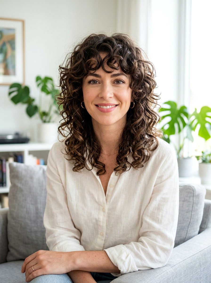 Shoulder Length Curly Shag With Face Framing Layers - 20 shoulder length curly shag haircut - 20 shoulder length curly shag haircut