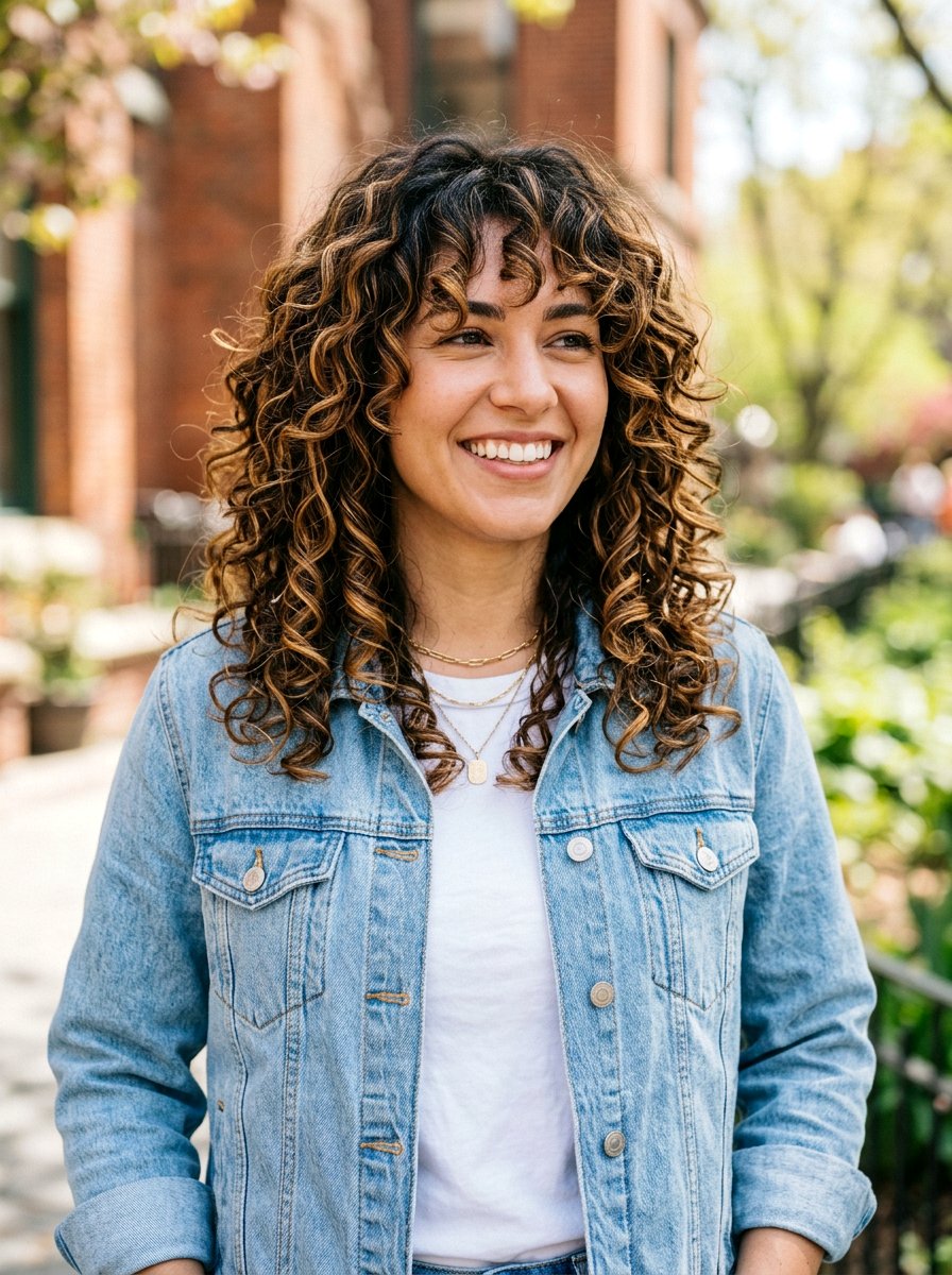 Shoulder Length Curly Shag With Highlights - 20 shoulder length curly shag haircut - 20 shoulder length curly shag haircut