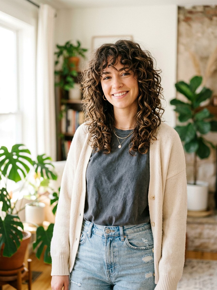 Shoulder Length Curly Shag With Messy Texture - 20 shoulder length curly shag haircut - 20 shoulder length curly shag haircut