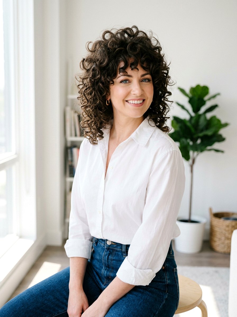 Shoulder Length Curly Shag With Volume At Crown - 20 shoulder length curly shag haircut - 20 shoulder length curly shag haircut