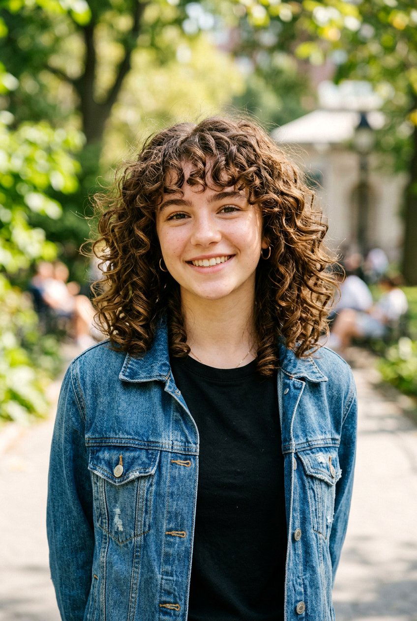 Shoulder Length Curly Shag - 20 curly haircut for teenage girls with bangs - 20 curly haircut for teenage girls with bangs