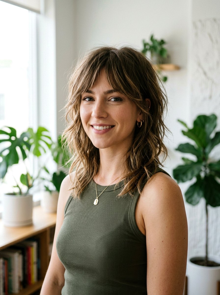 Shoulder Length Cut With Choppy Side Bangs - 20 shoulder length haircut with side bangs - 20 shoulder length haircut with side bangs