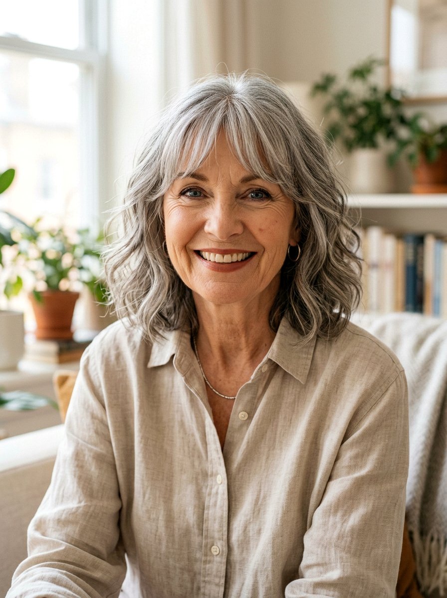 Shoulder Length Cut With Curtain Bangs - 20 polished shoulder length hairstyle for older women - 20 polished shoulder length hairstyle for older women