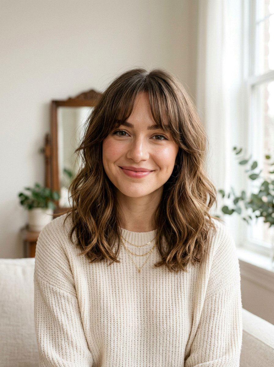 Shoulder Length Cut With Curtain Bangs - 20 shoulder length haircut for damaged hair - 20 shoulder length haircut for damaged hair