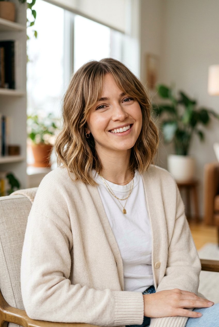 Shoulder Length Cut With Curtain Bangs - 20 best medium haircut for thin hair - 20 best medium haircut for thin hair