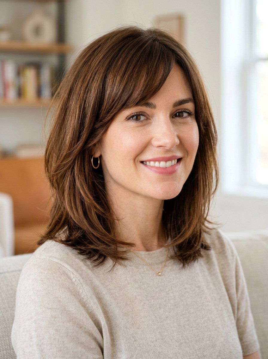 Shoulder Length Cut With Side Bangs For Square Face - 20 shoulder length haircut with side bangs - 20 shoulder length haircut with side bangs