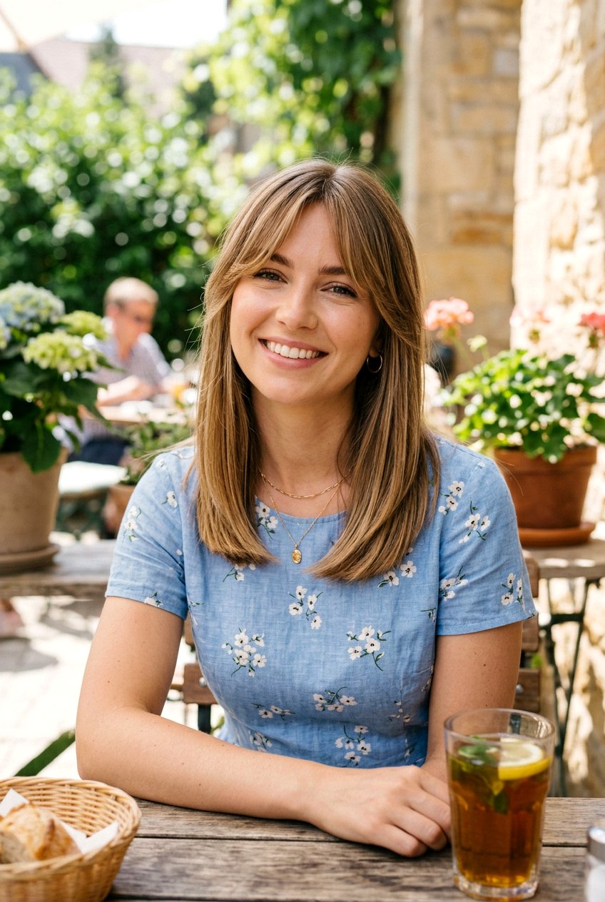 Shoulder Length Cut with Curtain Bangs - 20 summer haircut ideas for women - 20 summer haircut ideas for women