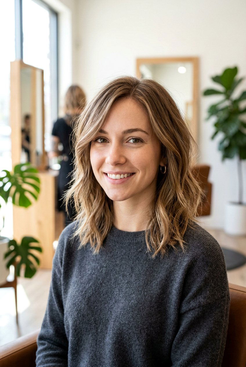 Shoulder Length Cut with Textured Ends for Heart Shaped Face - 20 medium haircut for heart shaped face women - 20 medium haircut for heart shaped face women