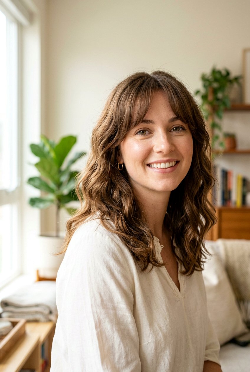 Shoulder Length Digital Perm With Curtain Bangs - 20 digital perm for medium length hair - 20 digital perm for medium length hair