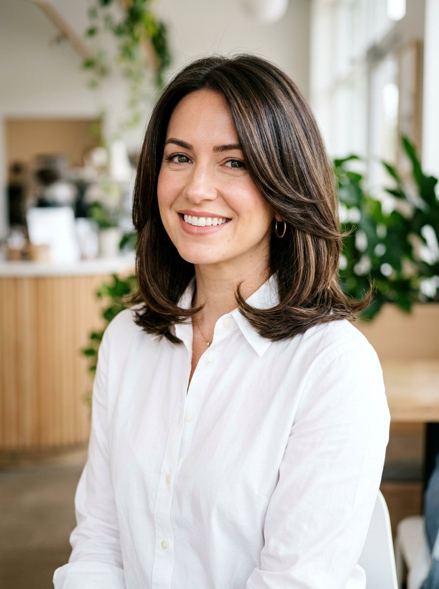 Shoulder Length Feathered Cut With Flip In Ends - 20 shoulder length haircut with feathered ends - 20 shoulder length haircut with feathered ends