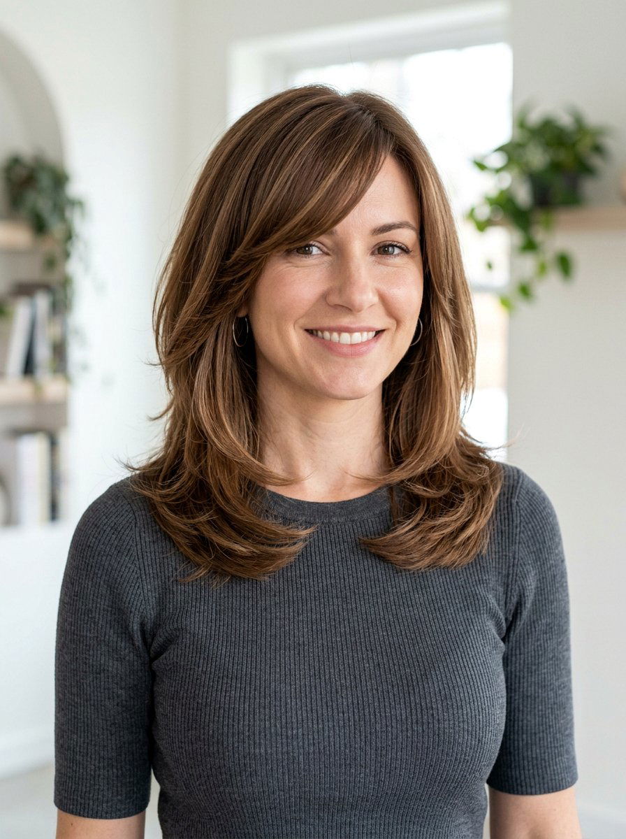 Shoulder Length Feathered Cut With Side Bangs - 20 shoulder length haircut with feathered ends - 20 shoulder length haircut with feathered ends