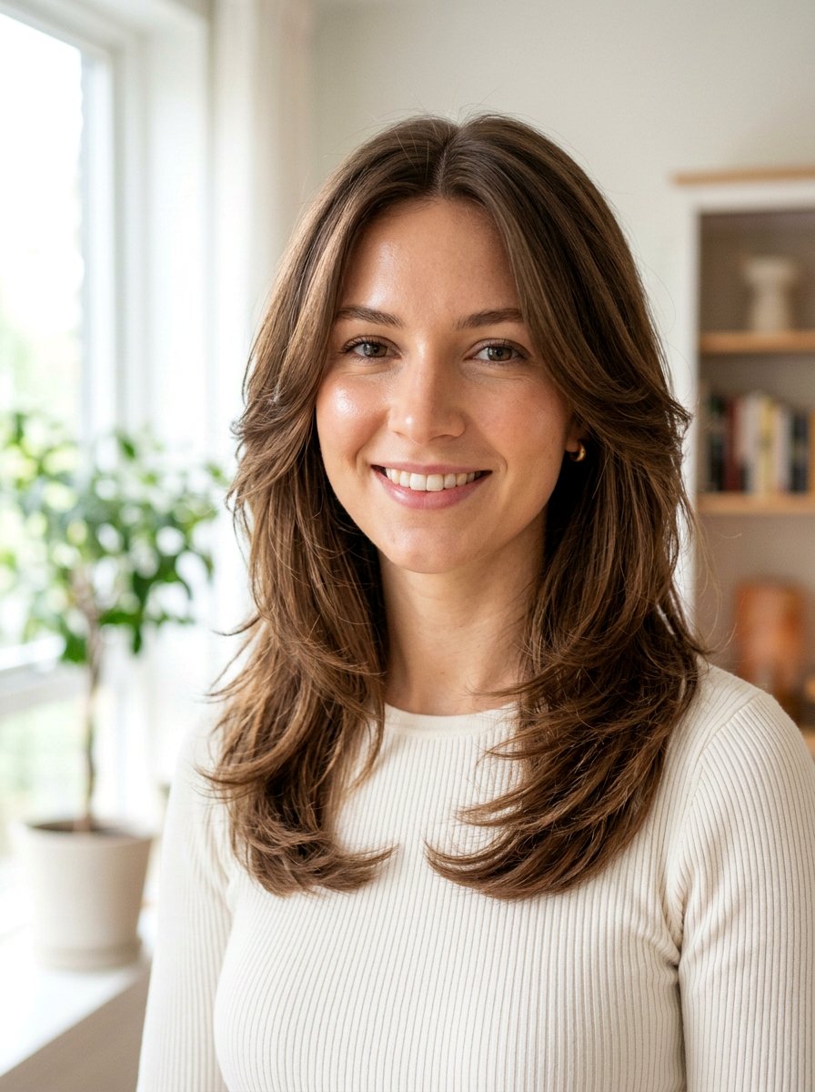 Shoulder Length Feathered Haircut With Middle Part - 20 shoulder length haircut with feathered ends - 20 shoulder length haircut with feathered ends