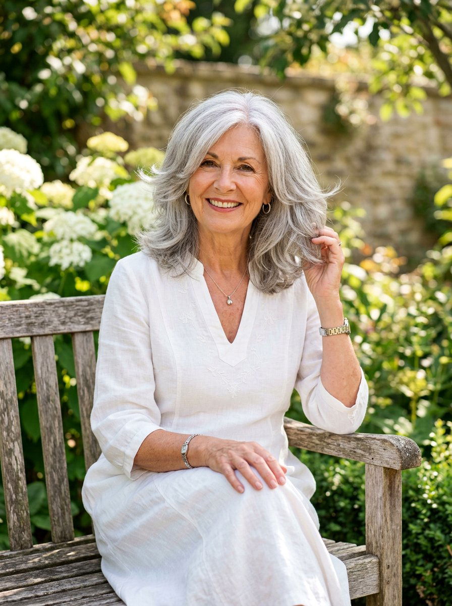 Shoulder Length Gray Layers - 20 youthful gray hairstyles for older women - 20 youthful gray hairstyles for older women