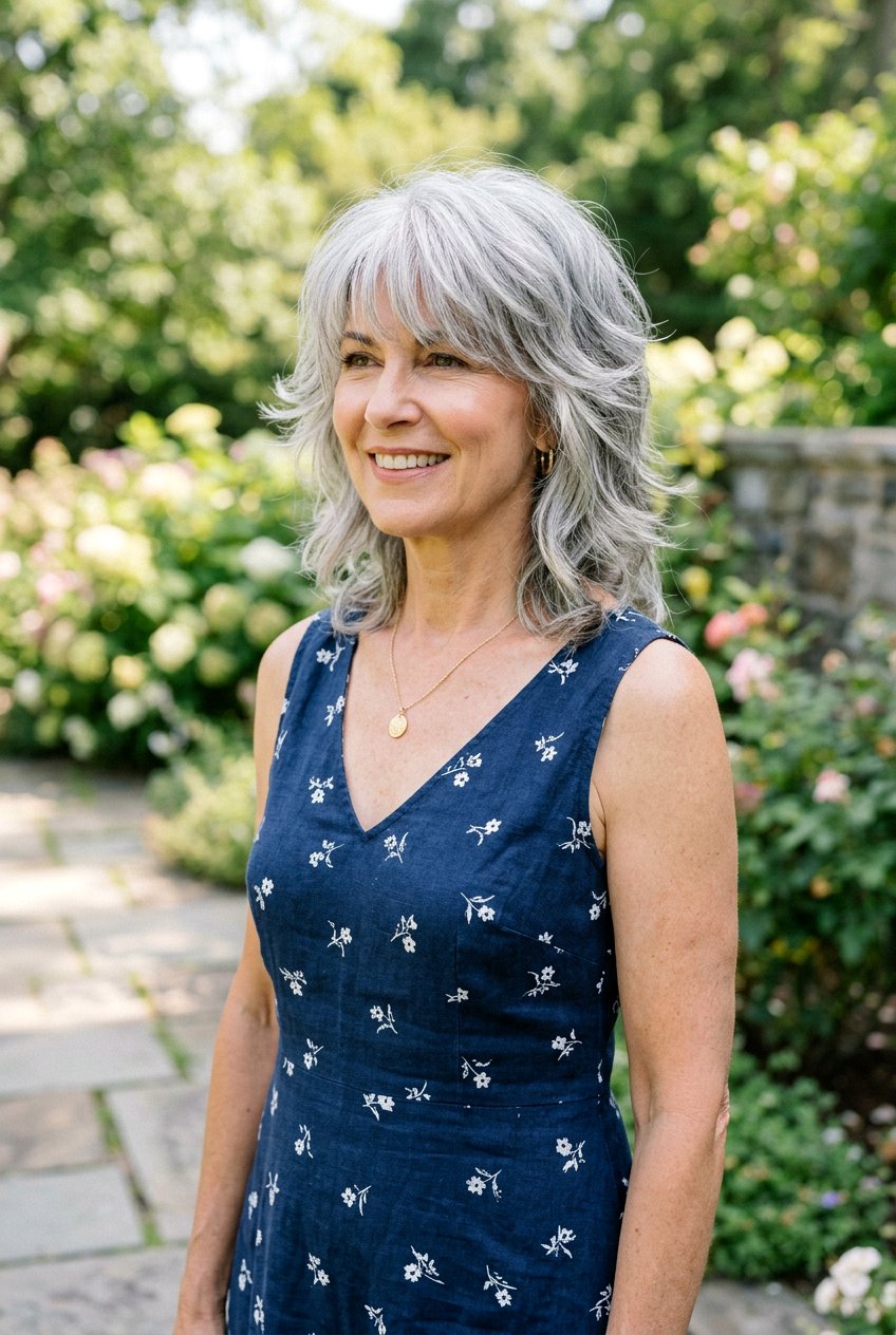 Shoulder Length Gray Shag - 20 gray shag haircut for women over 60 - 20 gray shag haircut for women over 60