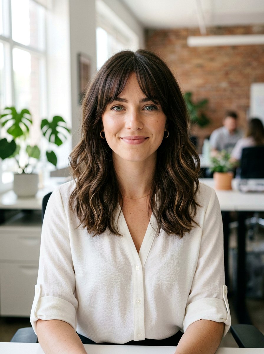 Shoulder Length Hair With Curtain Bangs For Work - 20 shoulder length work hairstyles - 20 shoulder length work hairstyles