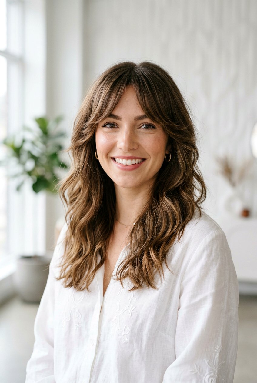 Shoulder Length Hair With Layered Curtain Fringe - 20 shoulder length hair with face framing layers - 20 shoulder length hair with face framing layers