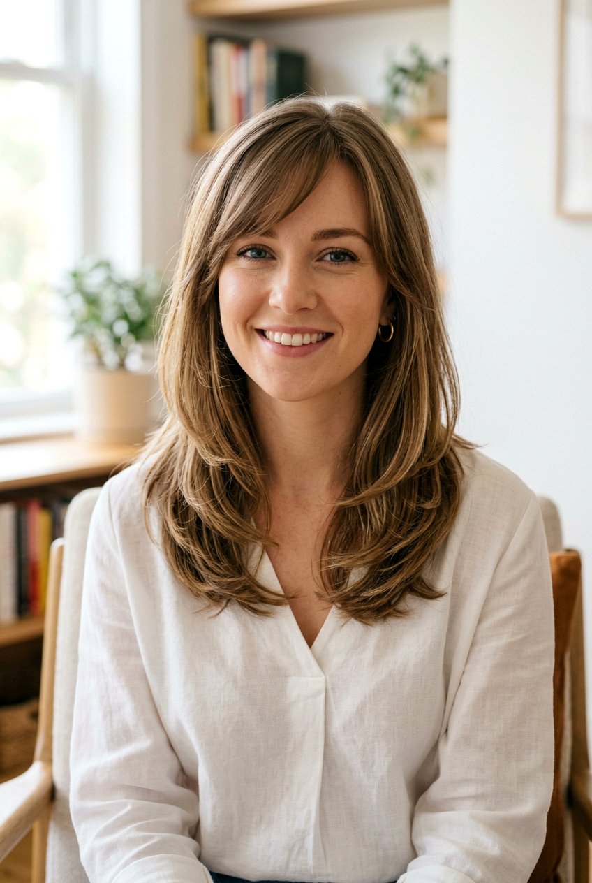 Shoulder Length Hair With Side Swept Fringe - 20 side swept fringe for medium hair - 20 side swept fringe for medium hair