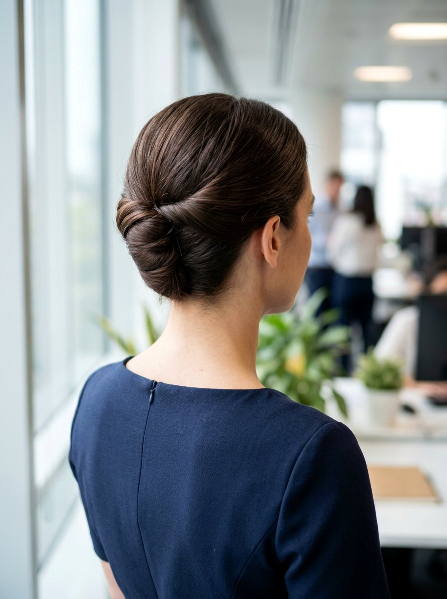 Shoulder Length Hair With Simple Twist Updo For Work - 20 shoulder length work hairstyles - 20 shoulder length work hairstyles