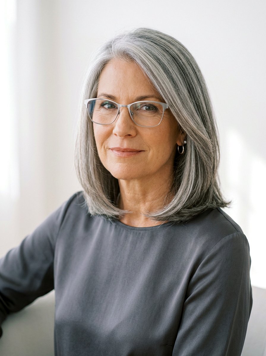 Shoulder Length Haircut With Gray Blending For Women Over 50 - 20 shoulder length haircut for women over 50 - 20 shoulder length haircut for women over 50