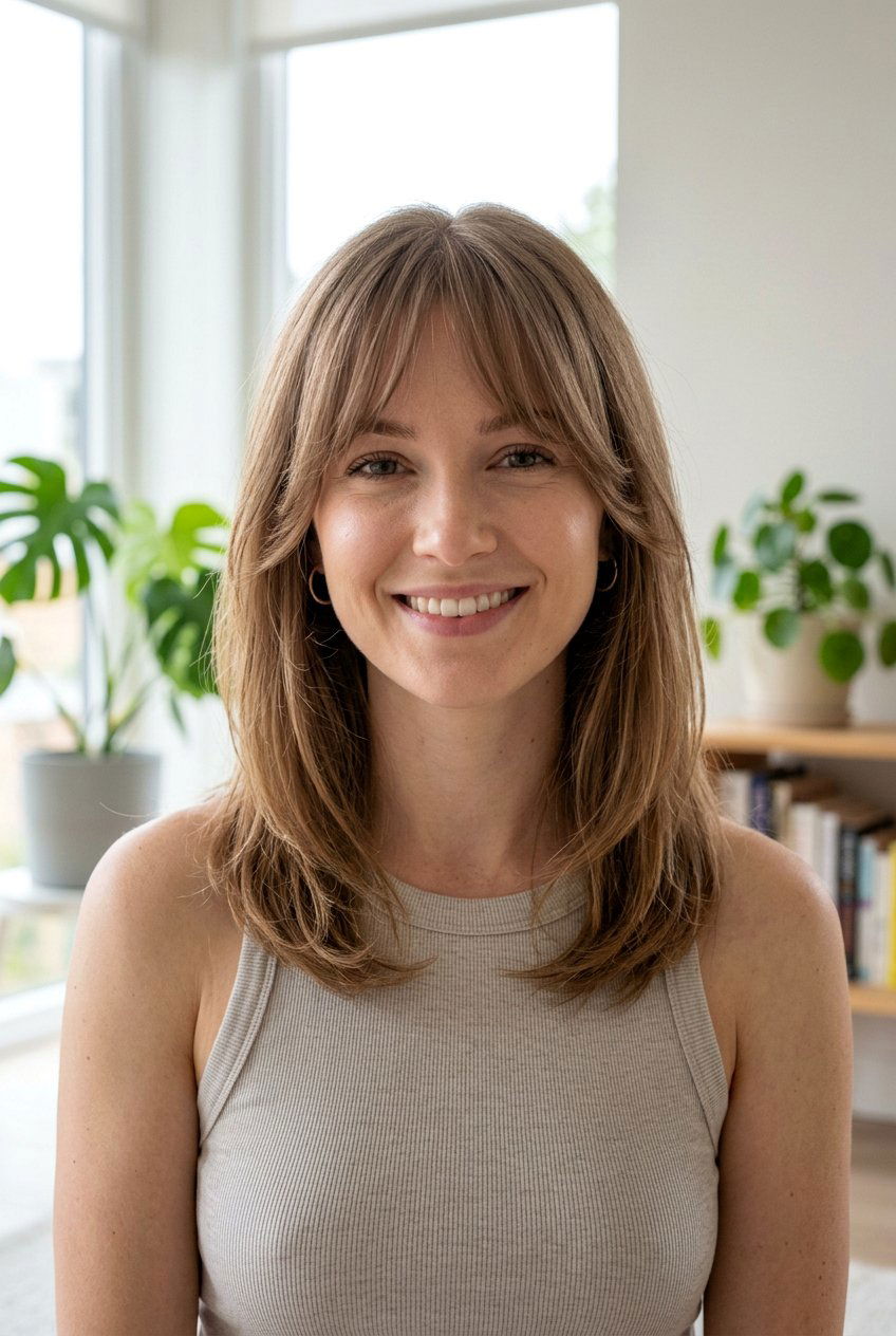 Shoulder Length Haircut With Long Face Framing Bangs For Fine Hair - 20 shoulder length haircut for fine hair with bangs - 20 shoulder length haircut for fine hair with bangs