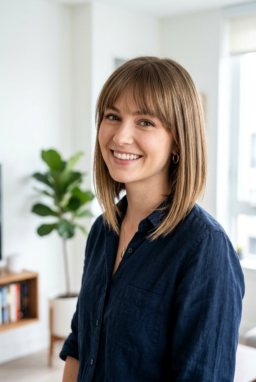 20 Perfect Shoulder Length Haircut for Fine Hair with Bangs