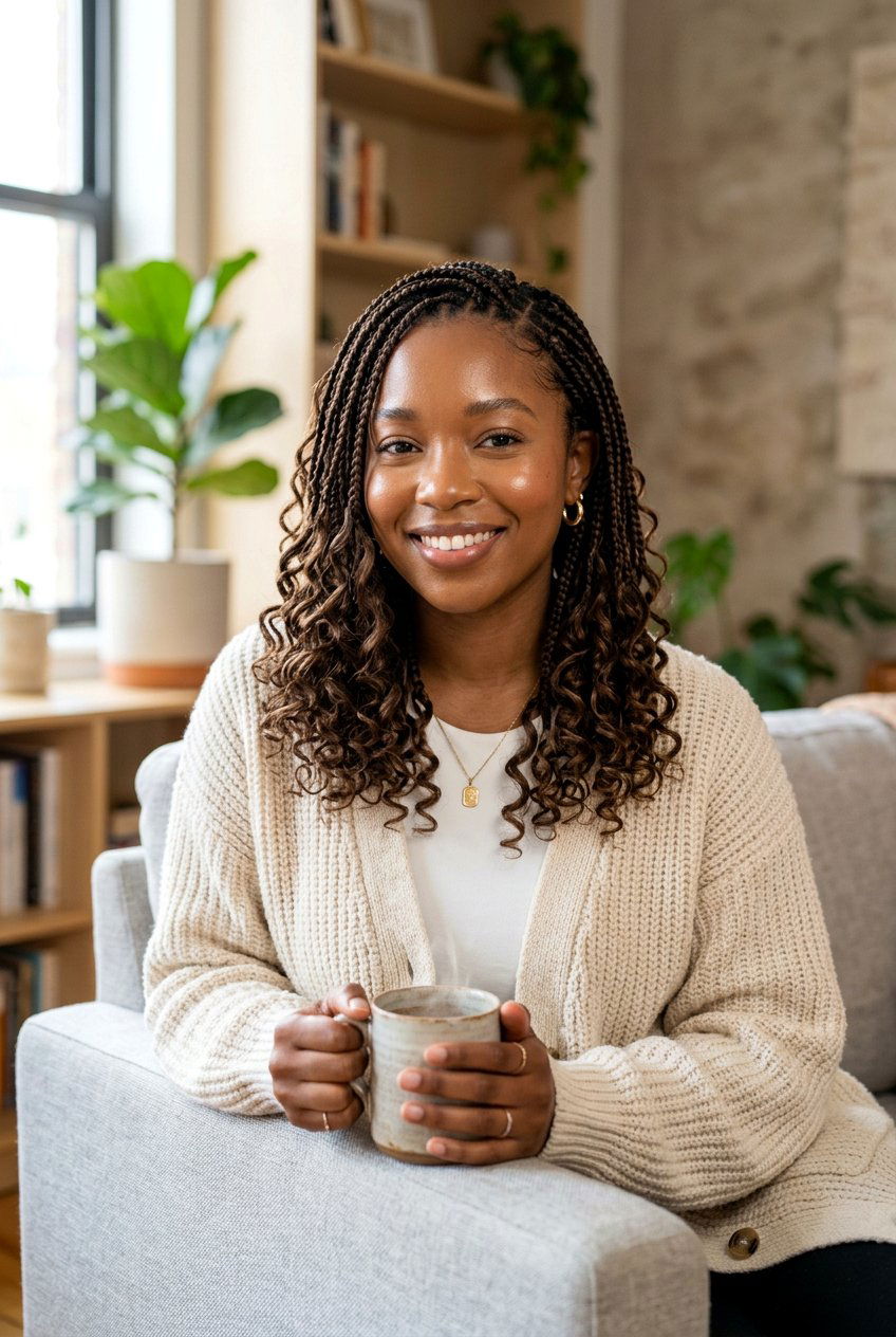 Shoulder Length Knotless Braids With Loose Curls - 20 shoulder length knotless braids with curls - 20 shoulder length knotless braids with curls