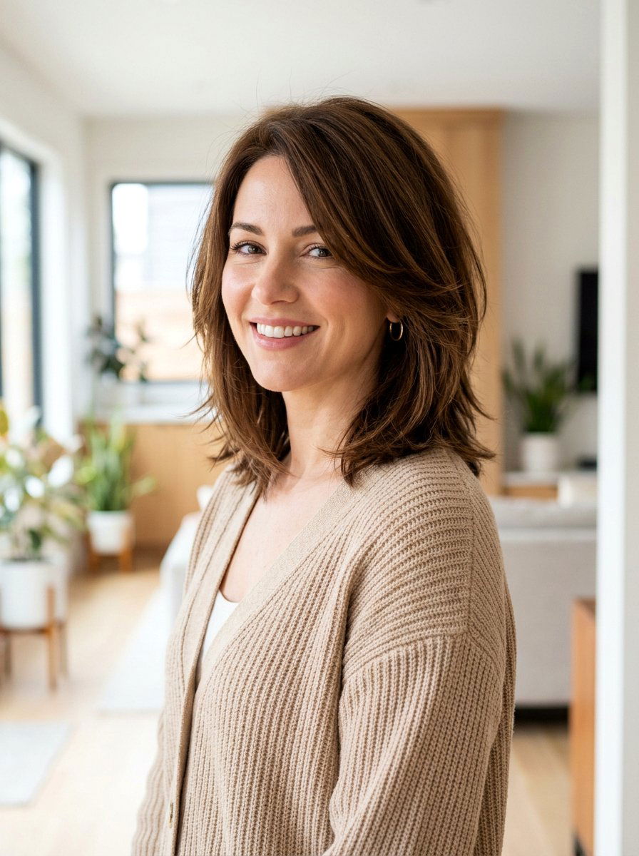 Shoulder Length Layered Cut - 20 office hairstyle for thick coarse hair - 20 office hairstyle for thick coarse hair