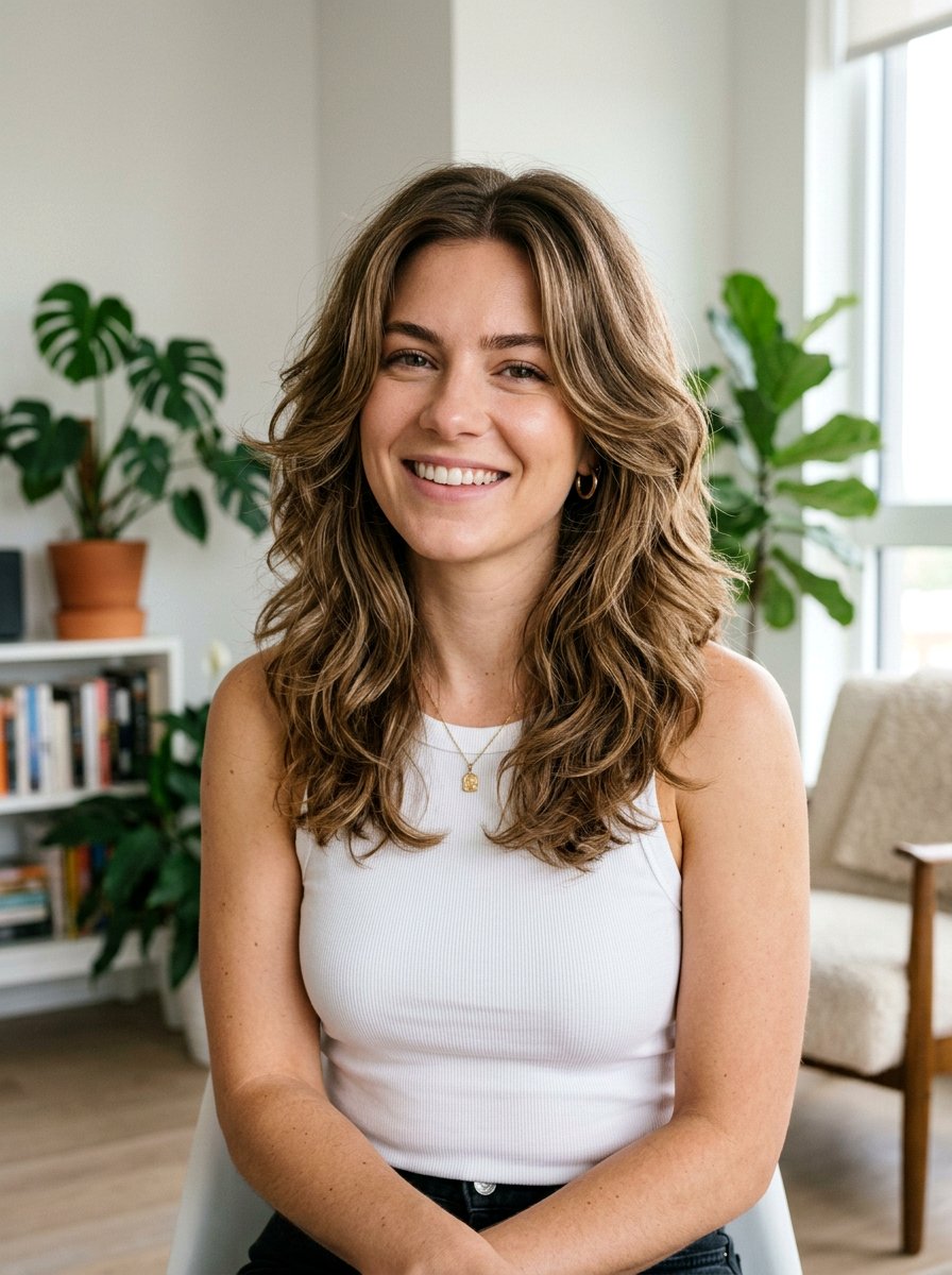 Shoulder Length Layered Cut For Thick Hair With Middle Part - 20 shoulder length haircut with center part - 20 shoulder length haircut with center part