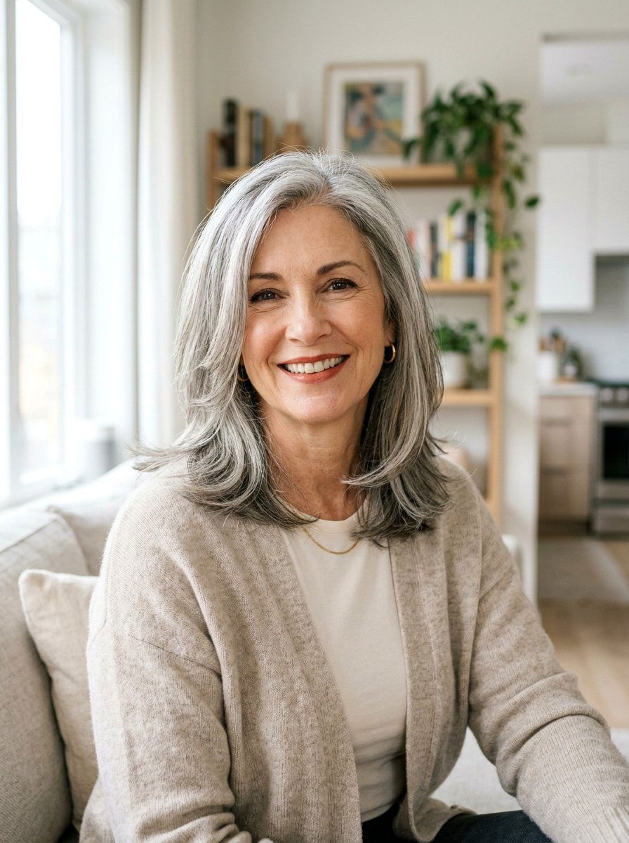 Shoulder Length Layered Gray Cut - 20 elegant haircut for naturally gray hair - 20 elegant haircut for naturally gray hair