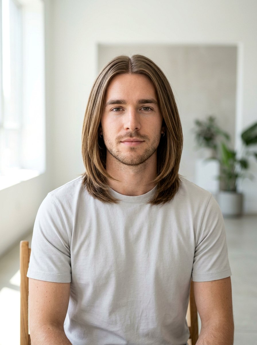 Shoulder Length Layered Hair Men Center Part Straight - 20 shoulder length layered hair men - 20 shoulder length layered hair men