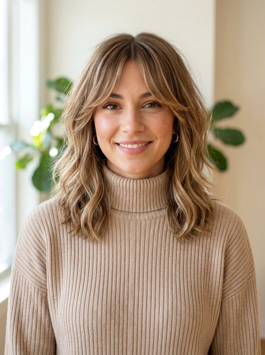 Shoulder Length Layered Lob With Curtain Bangs - 20 shoulder length straight haircut with layers - 20 shoulder length straight haircut with layers