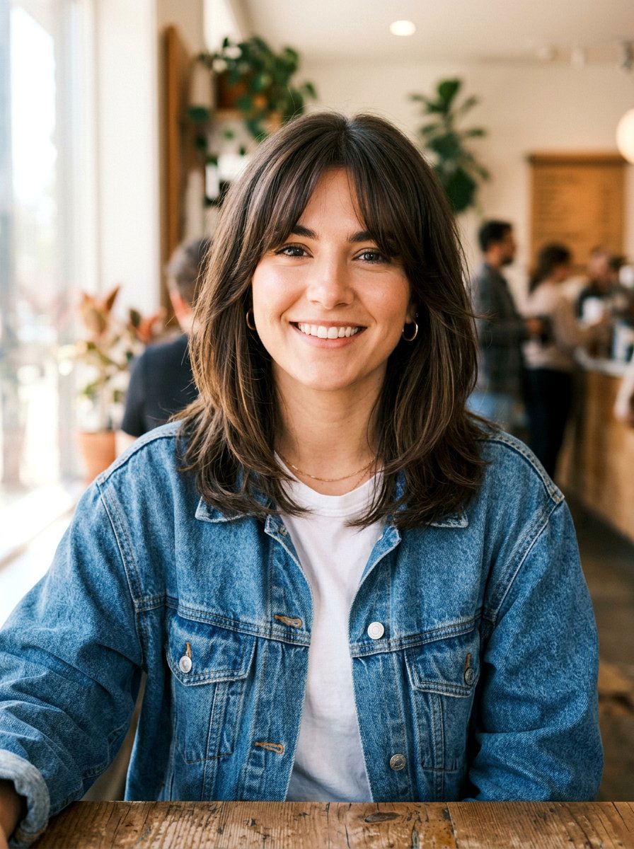 Shoulder Length Layered Lob With Curtain Bangs - 20 elegant layered haircut with curtain bangs - 20 elegant layered haircut with curtain bangs