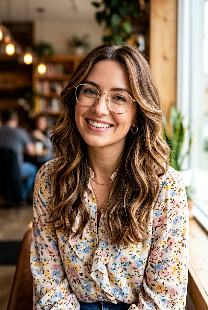 Shoulder Length Layers - 20 hairstyles for women with glasses over 50 - 20 hairstyles for women with glasses over 50