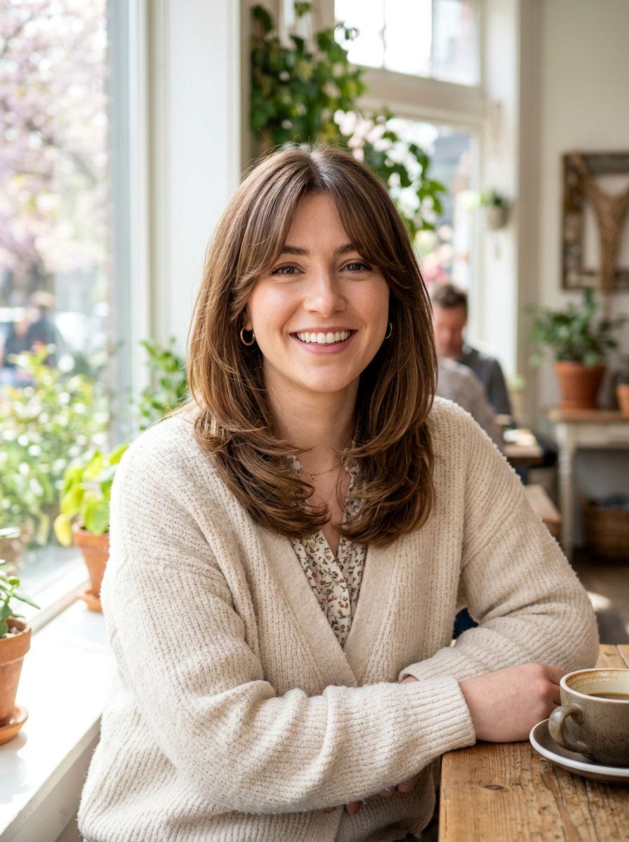 Shoulder Length Layers With Curtain Bangs - 20 polished layers for shoulder length hair - 20 polished layers for shoulder length hair