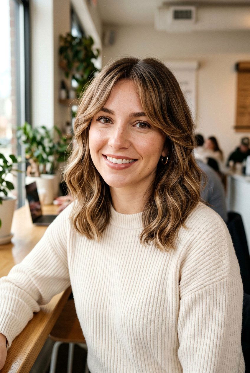 Shoulder Length Lob Curtain Bangs - 20 hairstyles for heart shaped faces - 20 hairstyles for heart shaped faces