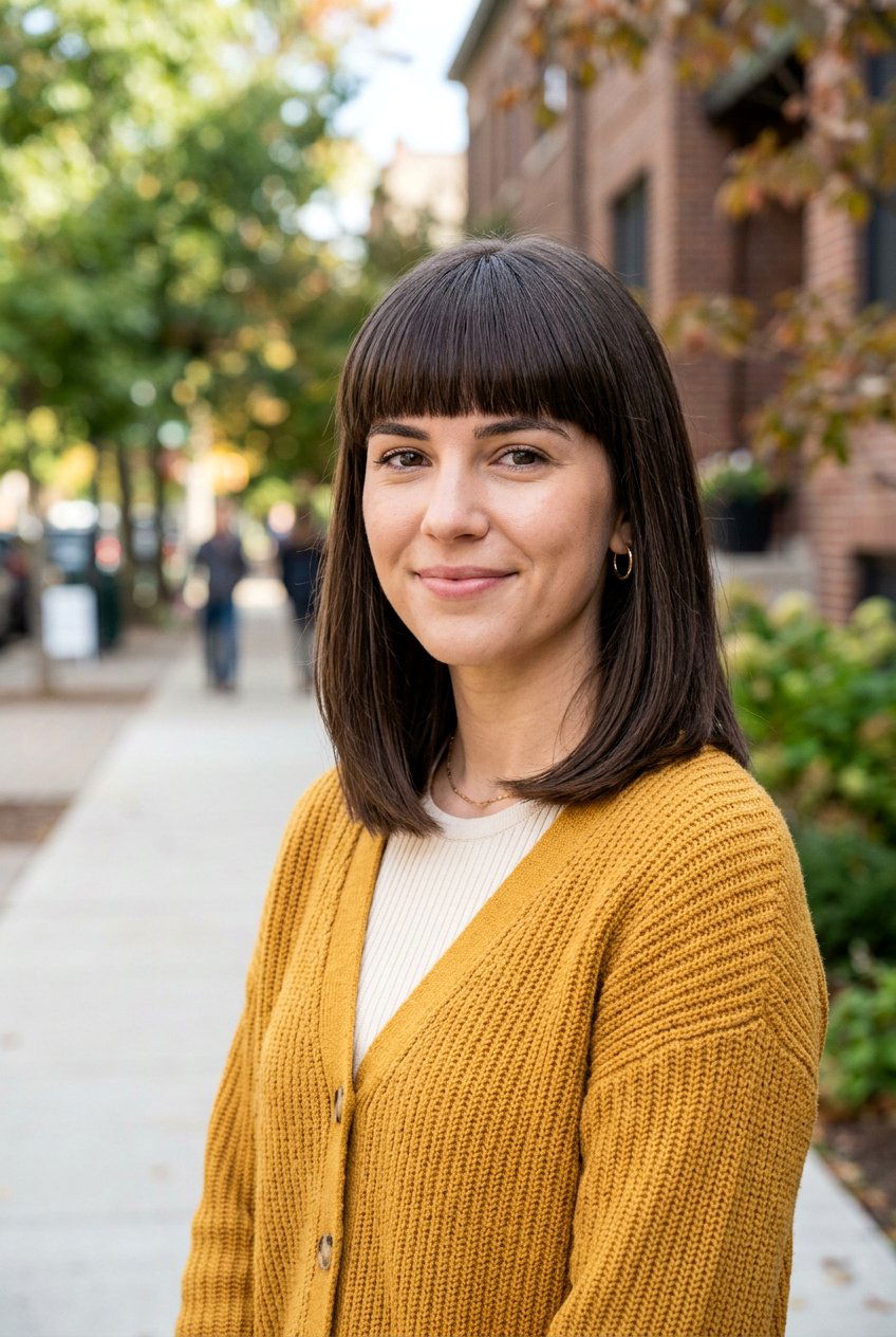 Shoulder Length Lob With Blunt Fringe - 20 blunt fringe for medium straight hair - 20 blunt fringe for medium straight hair