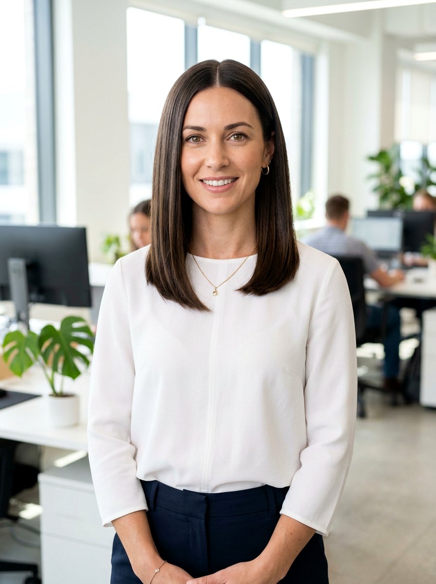 Shoulder Length Long Bob With Middle Part For Office - 20 shoulder length work hairstyles - 20 shoulder length work hairstyles