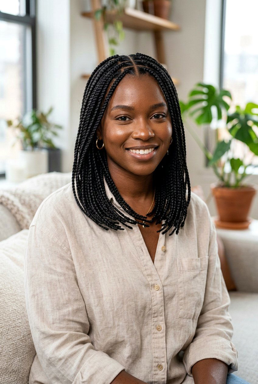 Shoulder Length Mini Braids - 20 mini braids on natural hair - 20 mini braids on natural hair