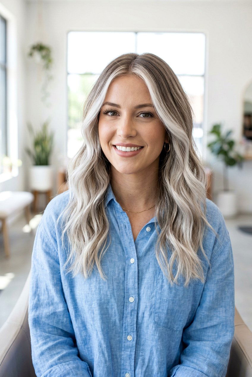 Shoulder Length Platinum Balayage - 20 rooted platinum blonde for women over 50 - 20 rooted platinum blonde for women over 50