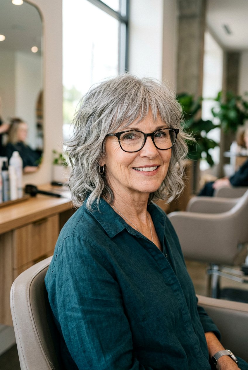 Shoulder Length Shag Haircut - 20 hairstyles for women over 60 with glasses - 20 hairstyles for women over 60 with glasses