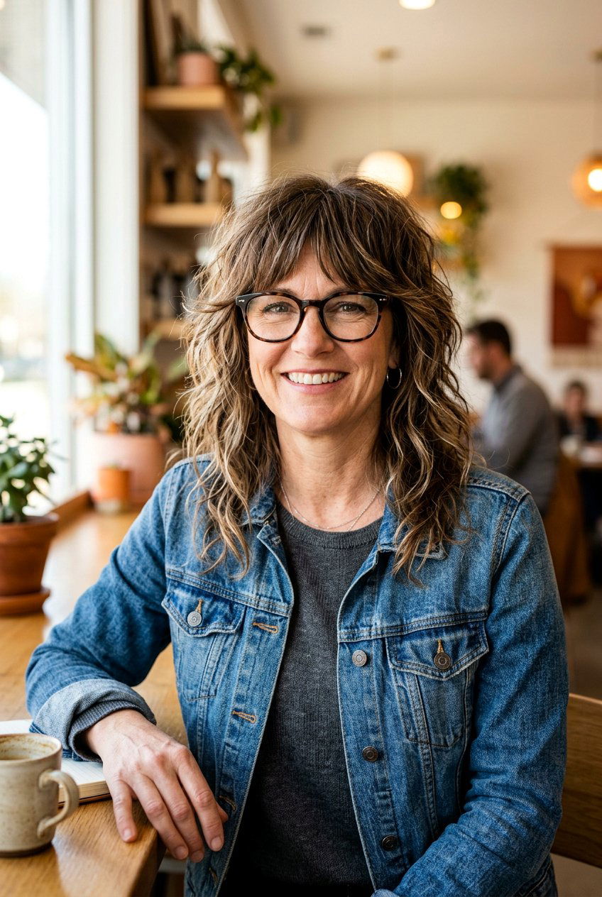 Shoulder Length Shag Haircut - 20 hairstyles for women with glasses over 40 - 20 hairstyles for women with glasses over 40