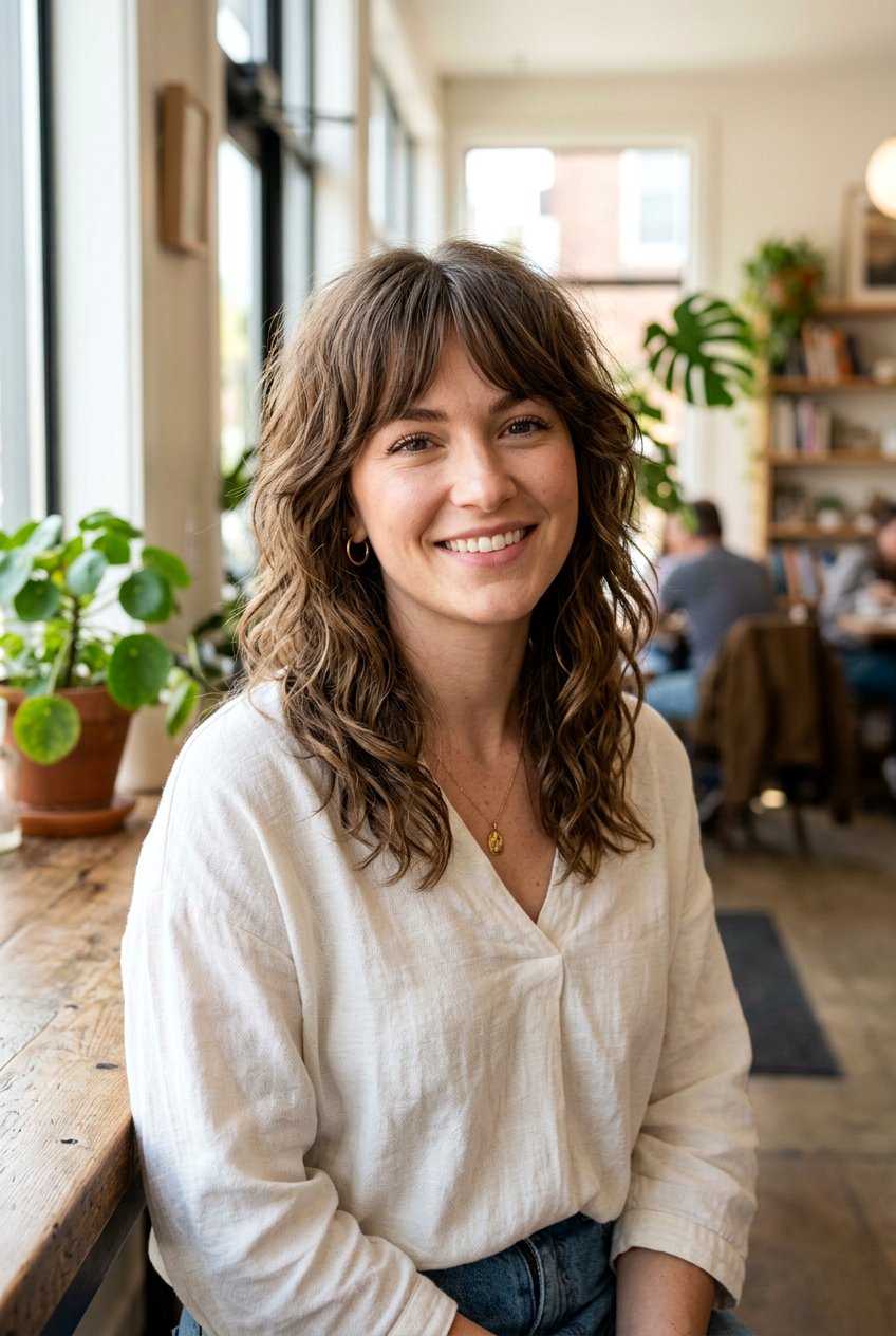 Shoulder Length Shag With Bottleneck Bangs - 20 shag haircut with bottleneck bangs - 20 shag haircut with bottleneck bangs