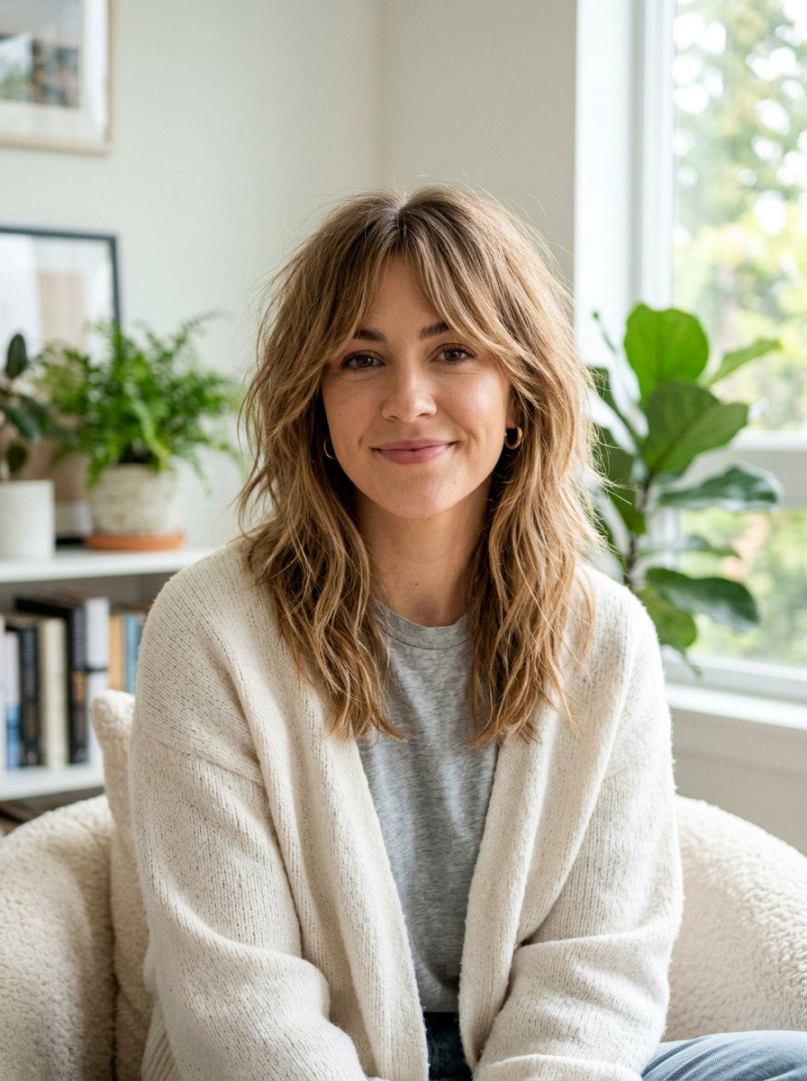 Shoulder Length Shag With Curtain Bangs For Thin Hair - 20 shoulder length haircut for thin hair - 20 shoulder length haircut for thin hair