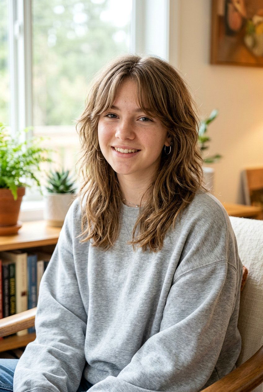 Shoulder Length Shag With Curtain Bangs - 20 curtain bangs for teenage girls - 20 curtain bangs for teenage girls