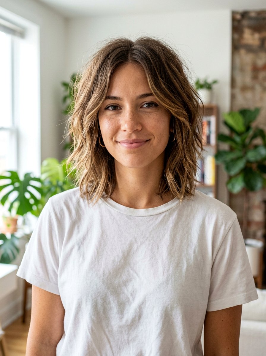 Shoulder Length Shag With Middle Part - 20 shoulder length haircut with center part - 20 shoulder length haircut with center part