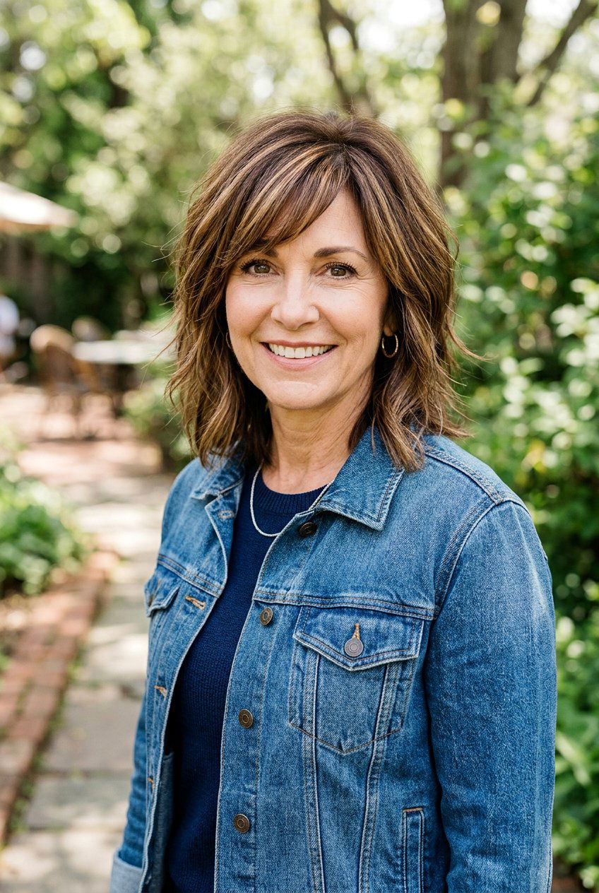 Shoulder Length Shag With Side Bangs - 20 side swept fringe for women over 50 - 20 side swept fringe for women over 50